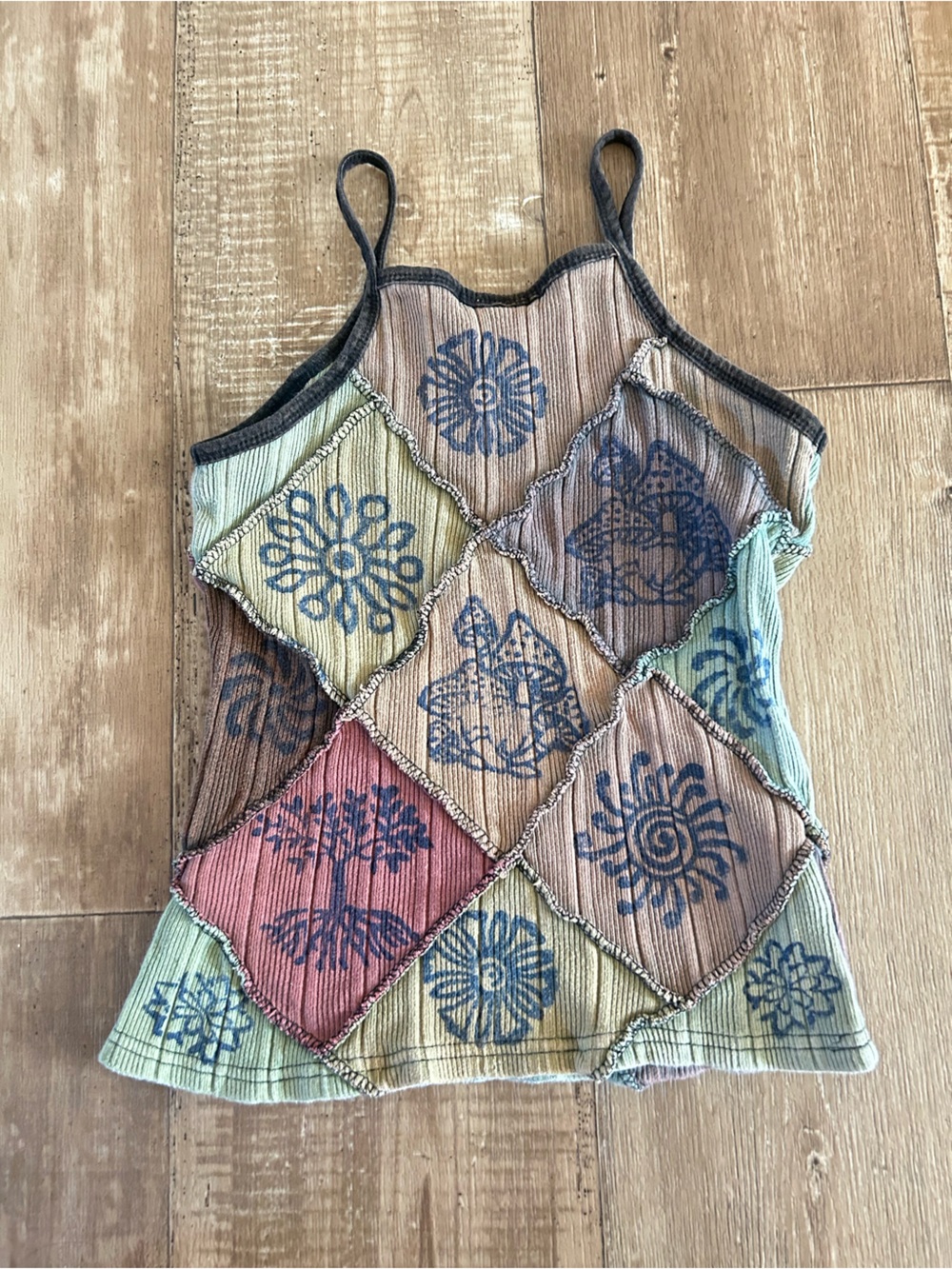 Earthbound Multi-Color Cook toned Patchwork Ribbed Tank Top - Small - Picture 5 of 6